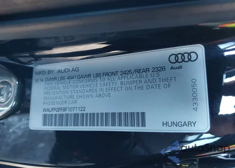 2015 Audi S3 2.0T Premium Plus z USA, uszkodzony, nr VIN WAUFFGFF8F1071122